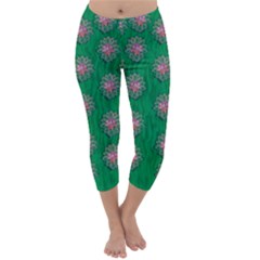 Lotus Bloom In The Blue Sea Of Peacefulness Capri Winter Leggings  by pepitasart