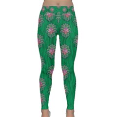 Lotus Bloom In The Blue Sea Of Peacefulness Classic Yoga Leggings by pepitasart