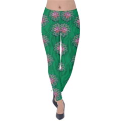 Lotus Bloom In The Blue Sea Of Peacefulness Velvet Leggings by pepitasart