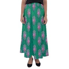 Lotus Bloom In The Blue Sea Of Peacefulness Flared Maxi Skirt by pepitasart