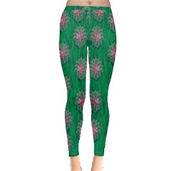 Lotus Bloom In The Blue Sea Of Peacefulness Inside Out Leggings by pepitasart