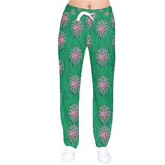 Lotus Bloom In The Blue Sea Of Peacefulness Women Velvet Drawstring Pants