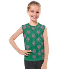 Lotus Bloom In The Blue Sea Of Peacefulness Kids  Mesh Tank Top