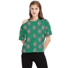 Lotus Bloom In The Blue Sea Of Peacefulness One Shoulder Cut Out Tee