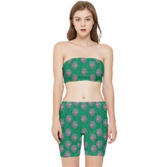 Lotus Bloom In The Blue Sea Of Peacefulness Stretch Shorts And Tube Top Set