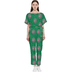 Lotus Bloom In The Blue Sea Of Peacefulness Batwing Lightweight Jumpsuit