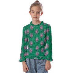 Lotus Bloom In The Blue Sea Of Peacefulness Kids  Frill Detail Tee