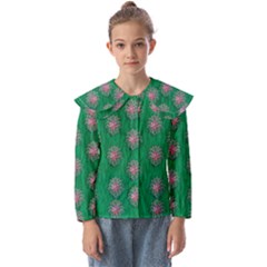 Lotus Bloom In The Blue Sea Of Peacefulness Kids  Peter Pan Collar Blouse