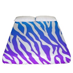 White Tiger Purple & Blue Animal Fur Print Stripes Fitted Sheet (queen Size) by Casemiro