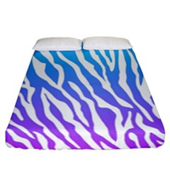 White Tiger Purple & Blue Animal Fur Print Stripes Fitted Sheet (california King Size) by Casemiro