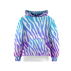 White Tiger Purple & Blue Animal Fur Print Stripes Kids  Pullover Hoodie by Casemiro