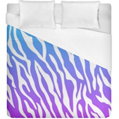 White Tiger Purple & Blue Animal Fur Print Stripes Duvet Cover (king Size) by Casemiro