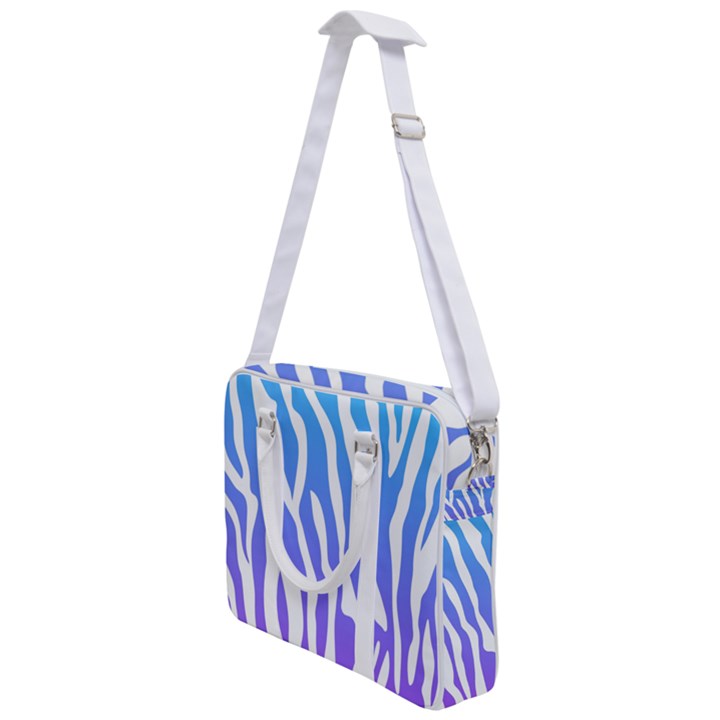 White tiger purple & blue animal fur print stripes Cross Body Office Bag