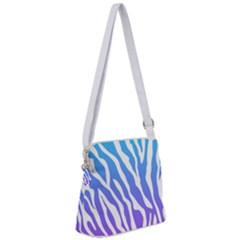 White Tiger Purple & Blue Animal Fur Print Stripes Zipper Messenger Bag by Casemiro