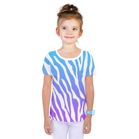 White Tiger Purple & Blue Animal Fur Print Stripes Kids  One Piece Tee by Casemiro