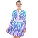 White tiger purple & blue animal fur print stripes Long Sleeve Panel Dress View1