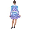 White tiger purple & blue animal fur print stripes Long Sleeve Panel Dress View2