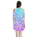 White tiger purple & blue animal fur print stripes Shoulder Cutout Velvet One Piece View2