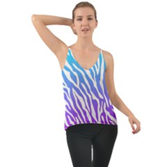 White Tiger Purple & Blue Animal Fur Print Stripes Chiffon Cami by Casemiro