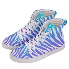 White Tiger Purple & Blue Animal Fur Print Stripes Women s Hi-top Skate Sneakers by Casemiro