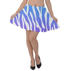 White Tiger Purple & Blue Animal Fur Print Stripes Velvet Skater Skirt by Casemiro