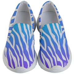 White Tiger Purple & Blue Animal Fur Print Stripes Kids Lightweight Slip Ons by Casemiro