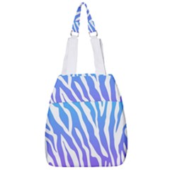 White Tiger Purple & Blue Animal Fur Print Stripes Center Zip Backpack by Casemiro