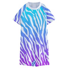 White Tiger Purple & Blue Animal Fur Print Stripes Kids  Boyleg Half Suit Swimwear by Casemiro