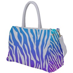 White Tiger Purple & Blue Animal Fur Print Stripes Duffel Travel Bag by Casemiro