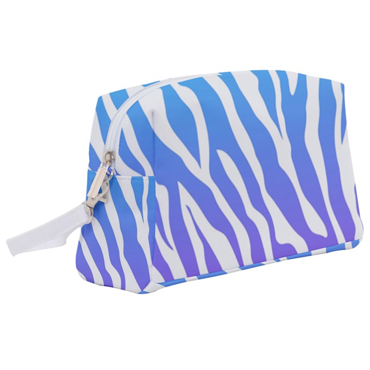 White tiger purple & blue animal fur print stripes Wristlet Pouch Bag (Large)