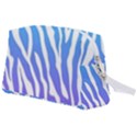 White tiger purple & blue animal fur print stripes Wristlet Pouch Bag (Large) View2