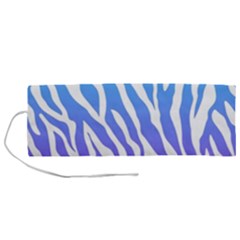 White Tiger Purple & Blue Animal Fur Print Stripes Roll Up Canvas Pencil Holder (m) by Casemiro