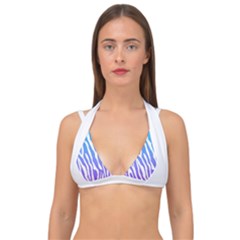 White Tiger Purple & Blue Animal Fur Print Stripes Double Strap Halter Bikini Top by Casemiro