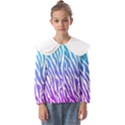 White tiger purple & blue animal fur print stripes Kids  Peter Pan Collar Blouse View1