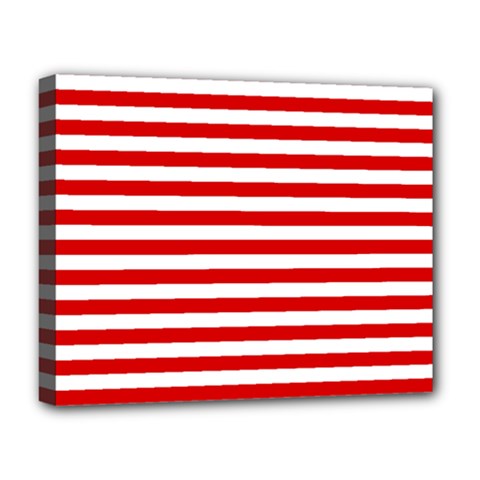 Red And White Stripes Pattern, Geometric Theme Deluxe Canvas 20  X 16  (stretched) by Casemiro