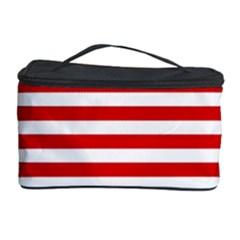 Red And White Stripes Pattern, Geometric Theme Cosmetic Storage by Casemiro