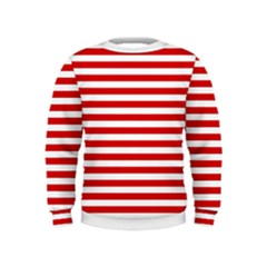 Red And White Stripes Pattern, Geometric Theme Kids  Sweatshirt by Casemiro