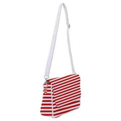 Red And White Stripes Pattern, Geometric Theme Shoulder Bag With Back Zipper by Casemiro