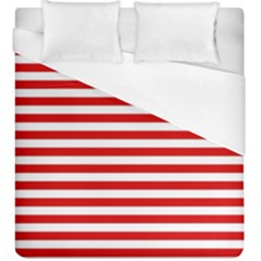 Red And White Stripes Pattern, Geometric Theme Duvet Cover (king Size) by Casemiro