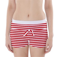 Red And White Stripes Pattern, Geometric Theme Boyleg Bikini Wrap Bottoms by Casemiro