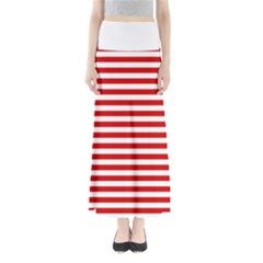 Red And White Stripes Pattern, Geometric Theme Full Length Maxi Skirt by Casemiro