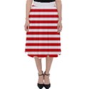 Red and white stripes pattern, geometric theme Classic Midi Skirt View1