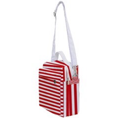 Red And White Stripes Pattern, Geometric Theme Crossbody Day Bag by Casemiro