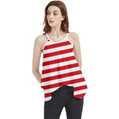 Red And White Stripes Pattern, Geometric Theme Flowy Camisole Tank Top