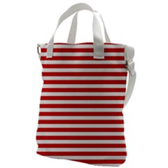 Red And White Stripes Pattern, Geometric Theme Canvas Messenger Bag by Casemiro