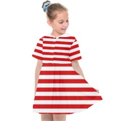 Red And White Stripes Pattern, Geometric Theme Kids  Sailor Dress by Casemiro