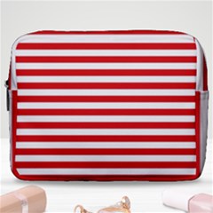 Red And White Stripes Pattern, Geometric Theme Make Up Pouch (large) by Casemiro