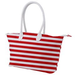 Red And White Stripes Pattern, Geometric Theme Canvas Shoulder Bag by Casemiro