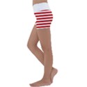 Red and white stripes pattern, geometric theme Kids  Lightweight Velour Yoga Shorts View2