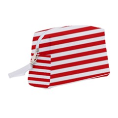 Red And White Stripes Pattern, Geometric Theme Wristlet Pouch Bag (medium) by Casemiro